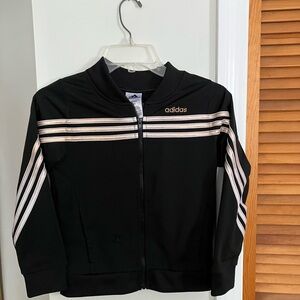 adidas Black Jacket with Metallic Rose-Gold Stripes